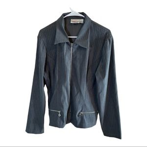 Vtg Worthington Pin Stripped Zipper Blazer 16